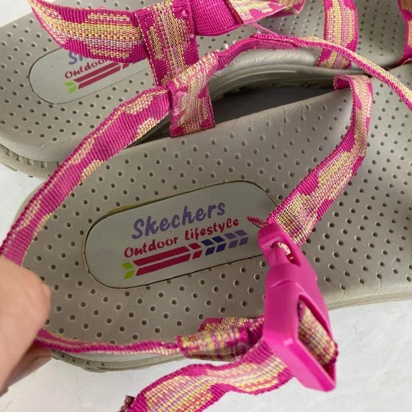 Skechers Outdoor Lifestyle Sandals Women Pink Tan Strappy Buckle Hiking Walking - Picture 6 of 8